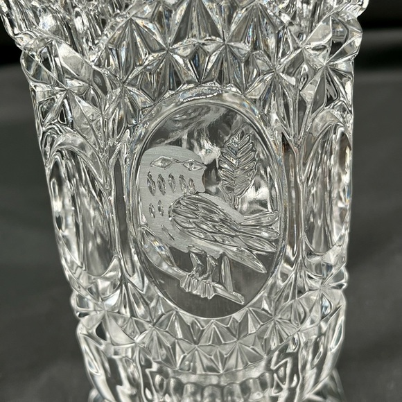 Vintage Hofbauer Byrdes Crystal Vase Bud Vase Clear Birds Over 24% Lead Crystal - Picture 8 of 10